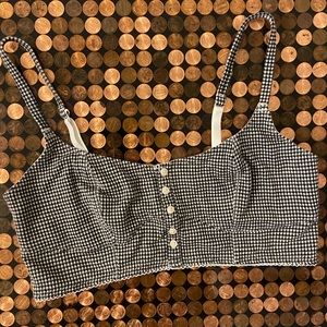 Free People Black Delilah Gingham Print Soft Racerbra Bra Medium